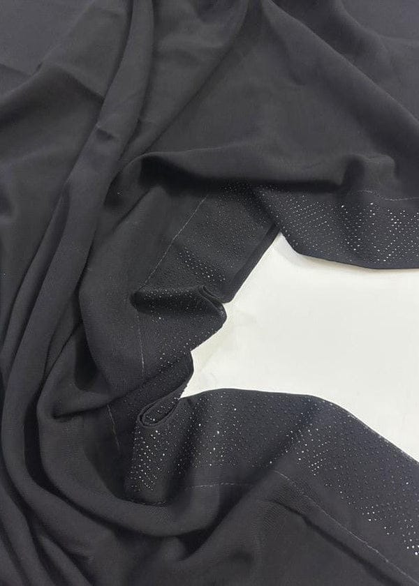 Premium Black Chiffon Dupatta with One Side Stone Work – Elegant Formal Wear for Women – Soft & Lightweight Fabric