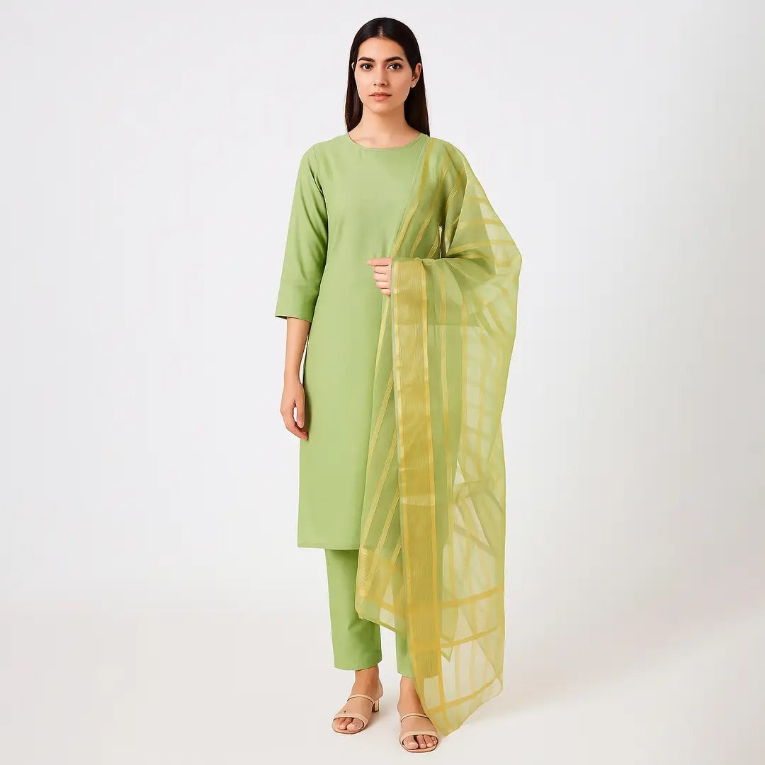 Premium Katan Silk Unstitched 3 Piece Suit With Organza Dupatta For Women - Black