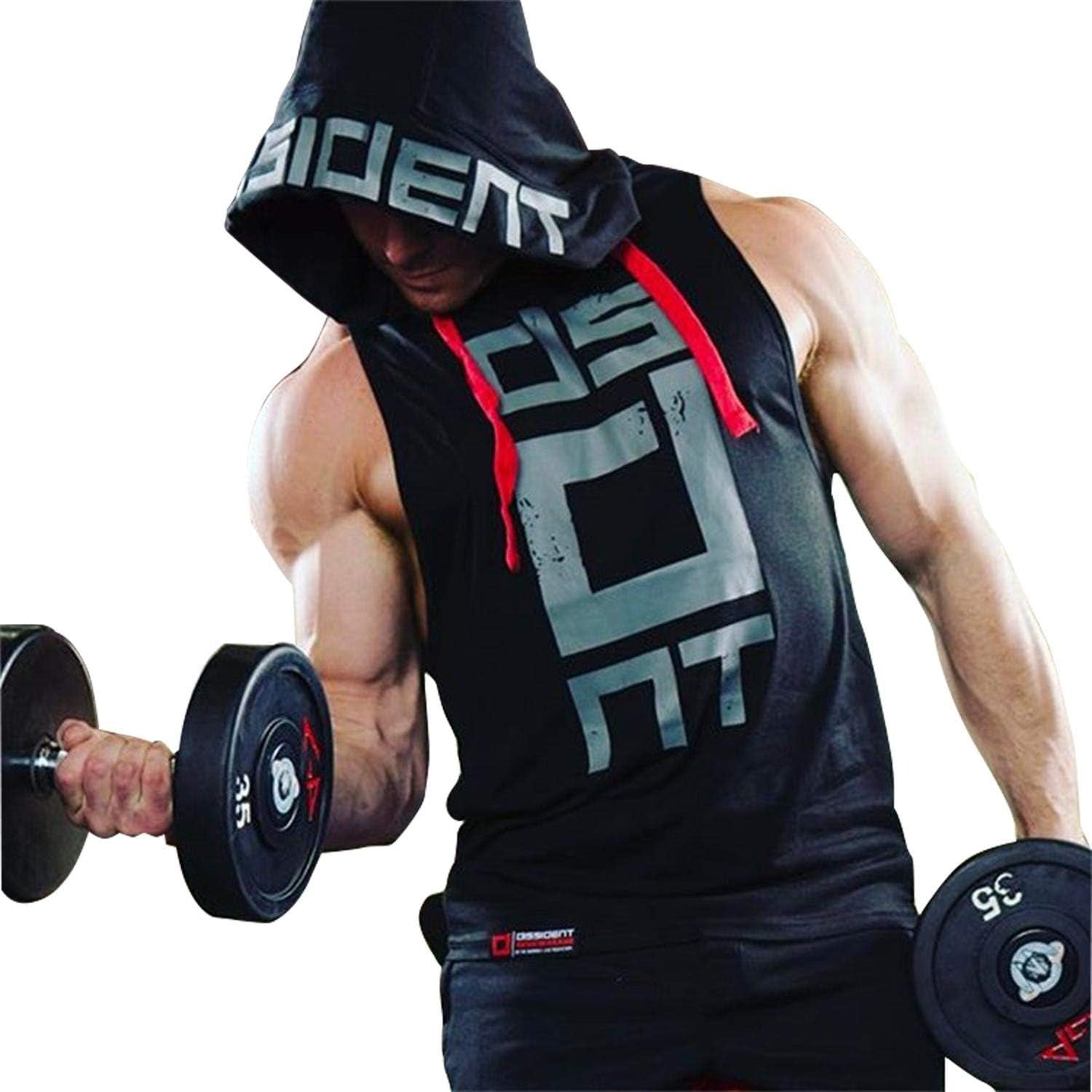 Black Gym Sleeveless Hood Tracksuit - Black Gym Sleeveless Hood Summer Tracksuit - Ready to Wear 2-Piece Set | Men's Sports & Jogging Wear