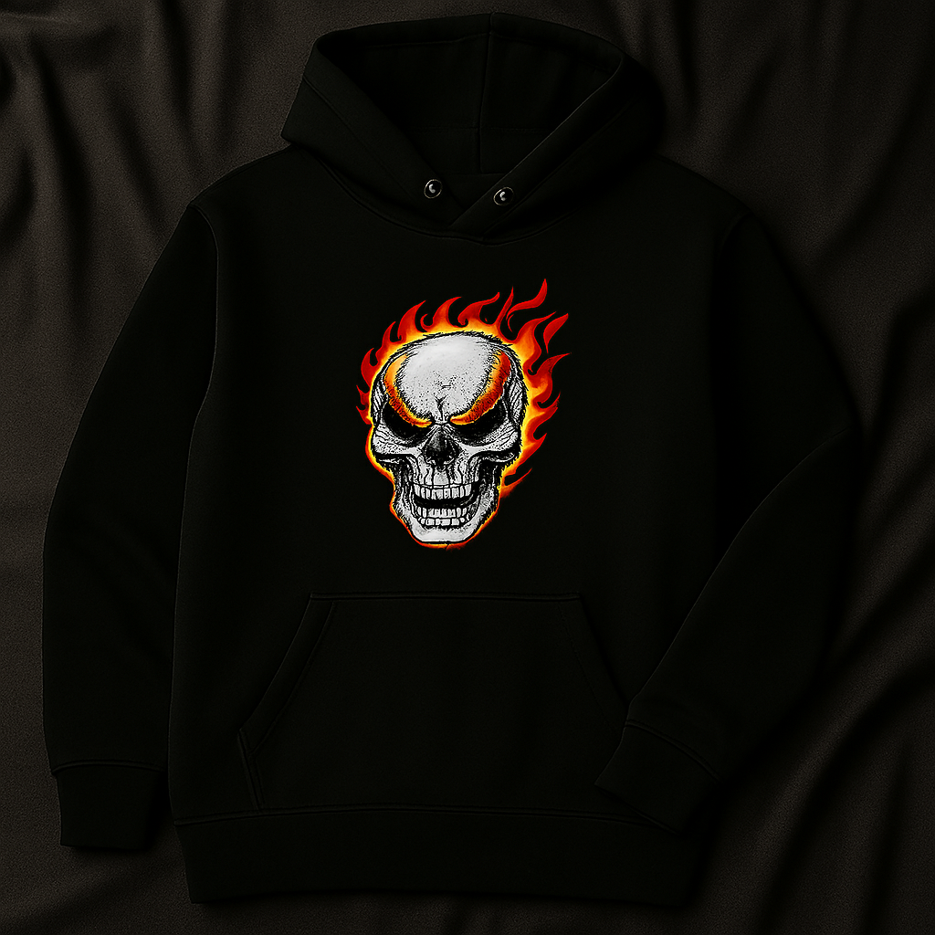 New Summer Collection Full Black Hoodie with Ghost Skull Print for Men and Boys – Comfortable, Trendy