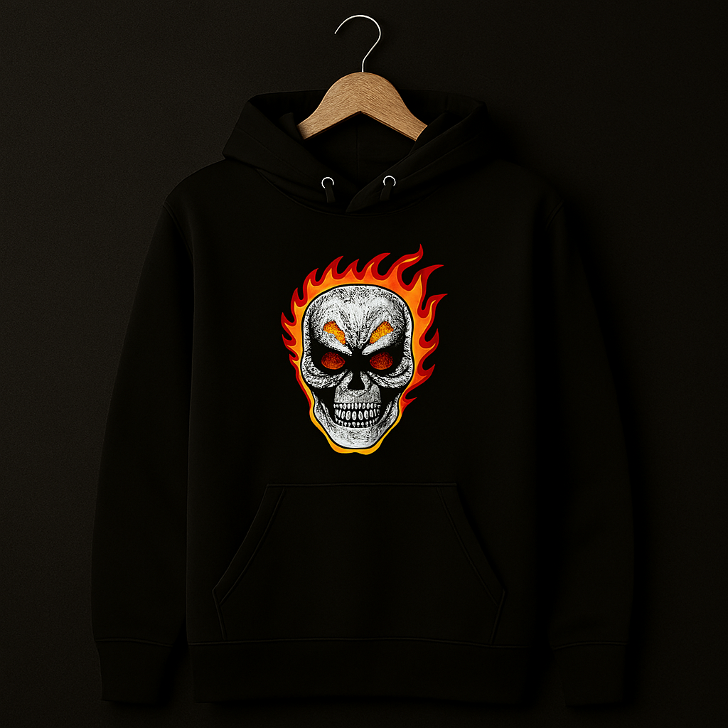 New Summer Collection Full Black Hoodie with Ghost Skull Print for Men and Boys – Comfortable, Trendy