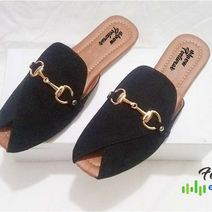 Flat Slippers for Women & Girls – Genuine Leather Peshawri Kheri Style 36/Black
