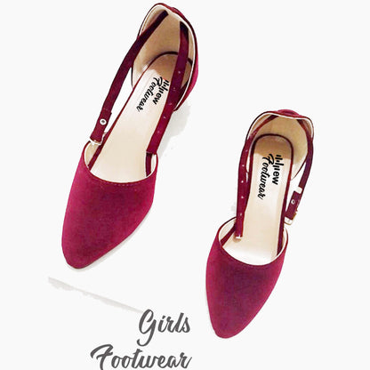 Stylish Velvet Heel Pump Shoes for Ladies – 2 Inch Elegant Party Wear Heels 36/Maroon