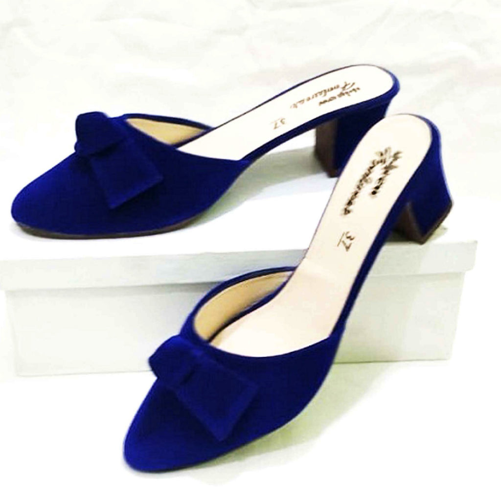 Stylish Velvet Tie Knot Heel Pump Shoes for Women – 2 Inch Comfortable Party & Casual Wear Footwear