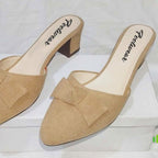 Stylish Velvet Tie Knot Heel Pump Shoes for Women – 2 Inch Comfortable Party & Casual Wear Footwear