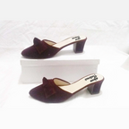 Stylish Velvet Tie Knot Heel Pump Shoes for Women – 2 Inch Comfortable Party & Casual Wear Footwear