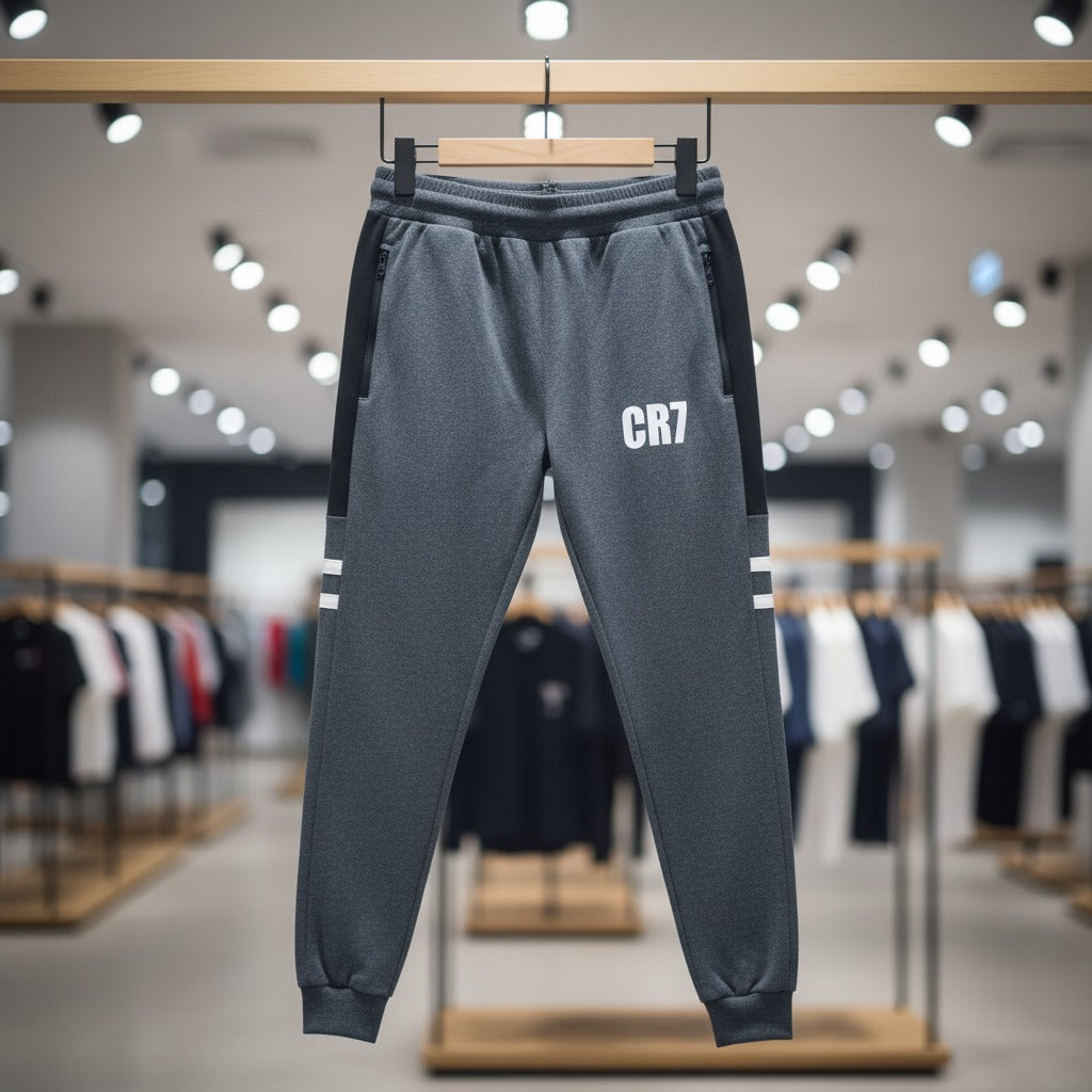 CR7 Zipper Trouser For Men French Terry Fabric Adjustable