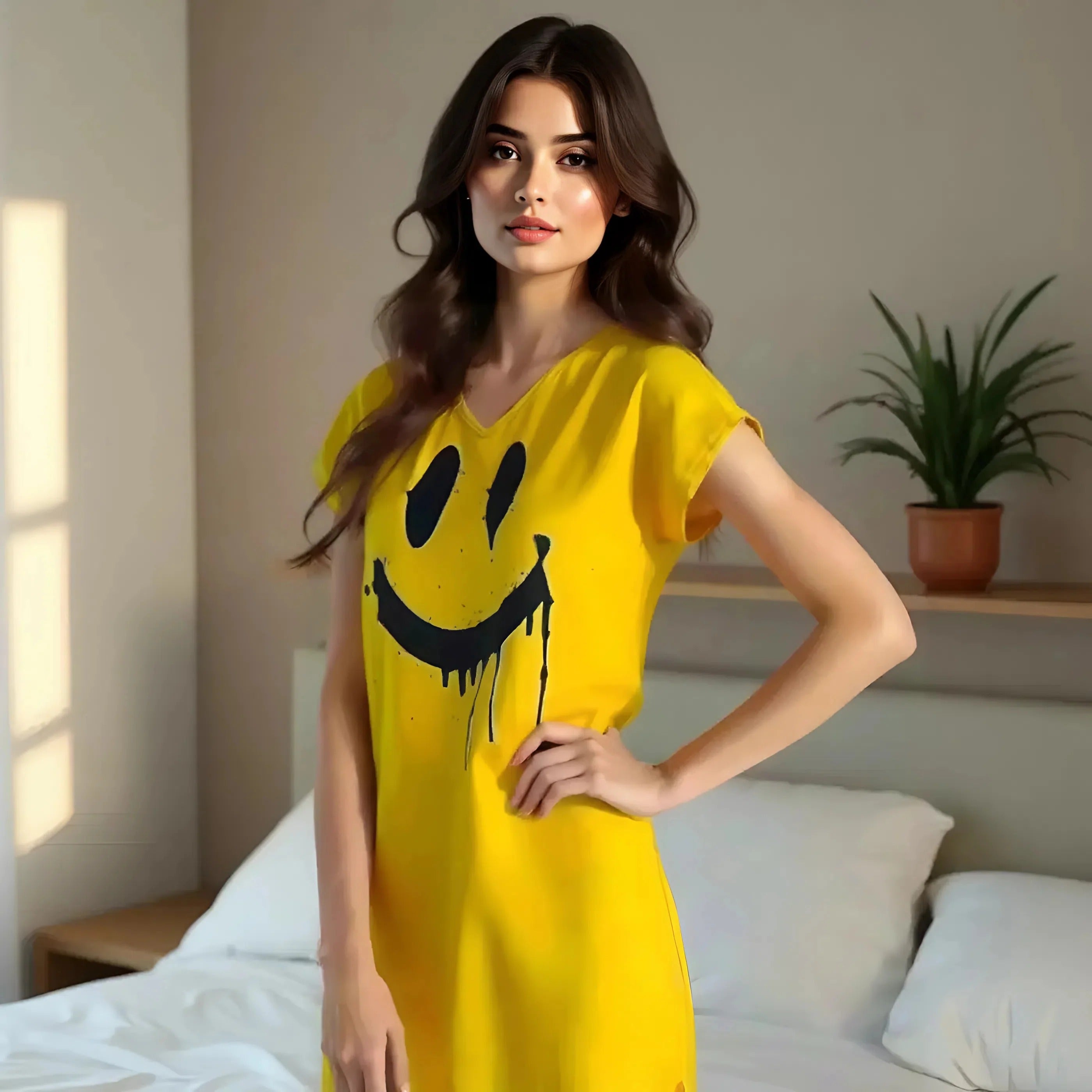 Mystic Flow 3 Piece Nightwear Set for Women – Free Size Soft Jersey Interlock Nighty with Panty & Poni