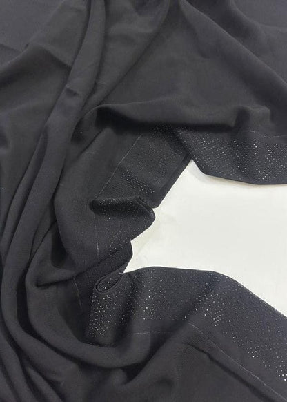 Premium Black Chiffon Dupatta with One Side Stone Work – Elegant Formal Wear for Women – Soft & Lightweight Fabric