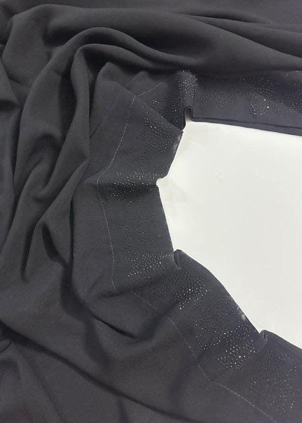 Premium Black Chiffon Dupatta with One Side Stone Work – Elegant Formal Wear for Women – Soft & Lightweight Fabric