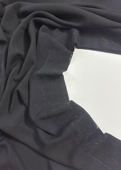 Premium Black Chiffon Dupatta with One Side Stone Work – Elegant Formal Wear for Women – Soft & Lightweight Fabric
