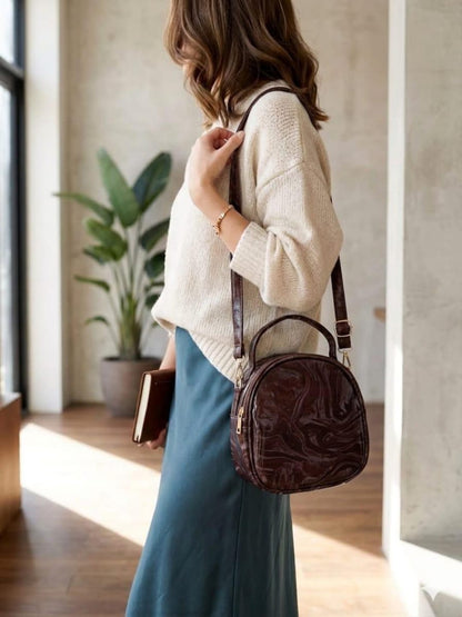 Marble Gloss Mini Crossbody Handbag Blue