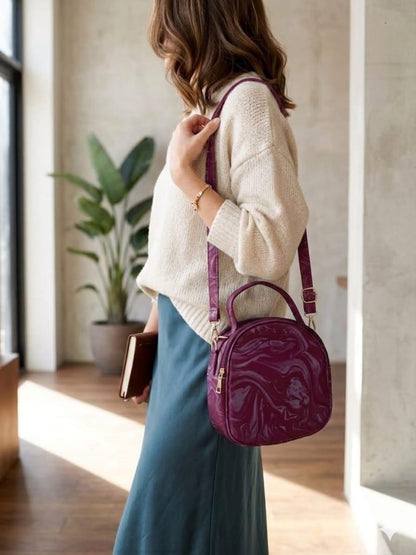 Marble Gloss Mini Crossbody Handbag Blue