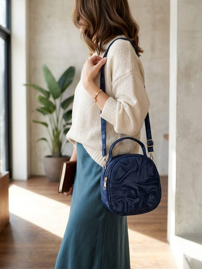 Marble Gloss Mini Crossbody Handbag Blue
