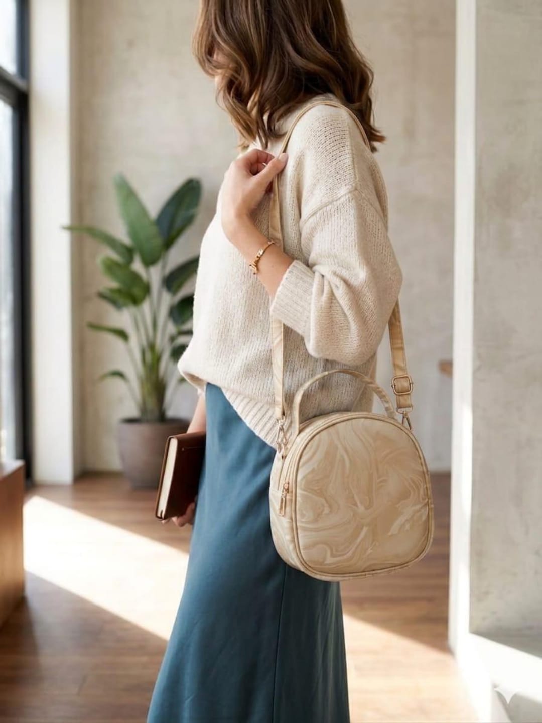 Marble Gloss Mini Crossbody Handbag Blue
