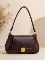 Classic Flap Shoulder Purse for Women – Premium Leather Look Handbag Black