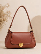 Classic Flap Shoulder Purse for Women – Premium Leather Look Handbag Black