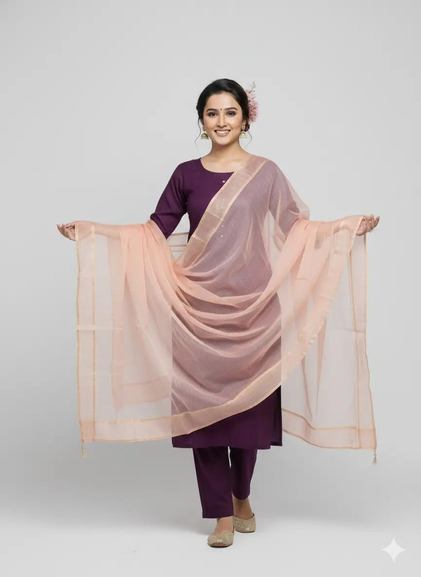 Premium Katan Silk Unstitched 3 Piece Suit With Organza Dupatta For Women - Black