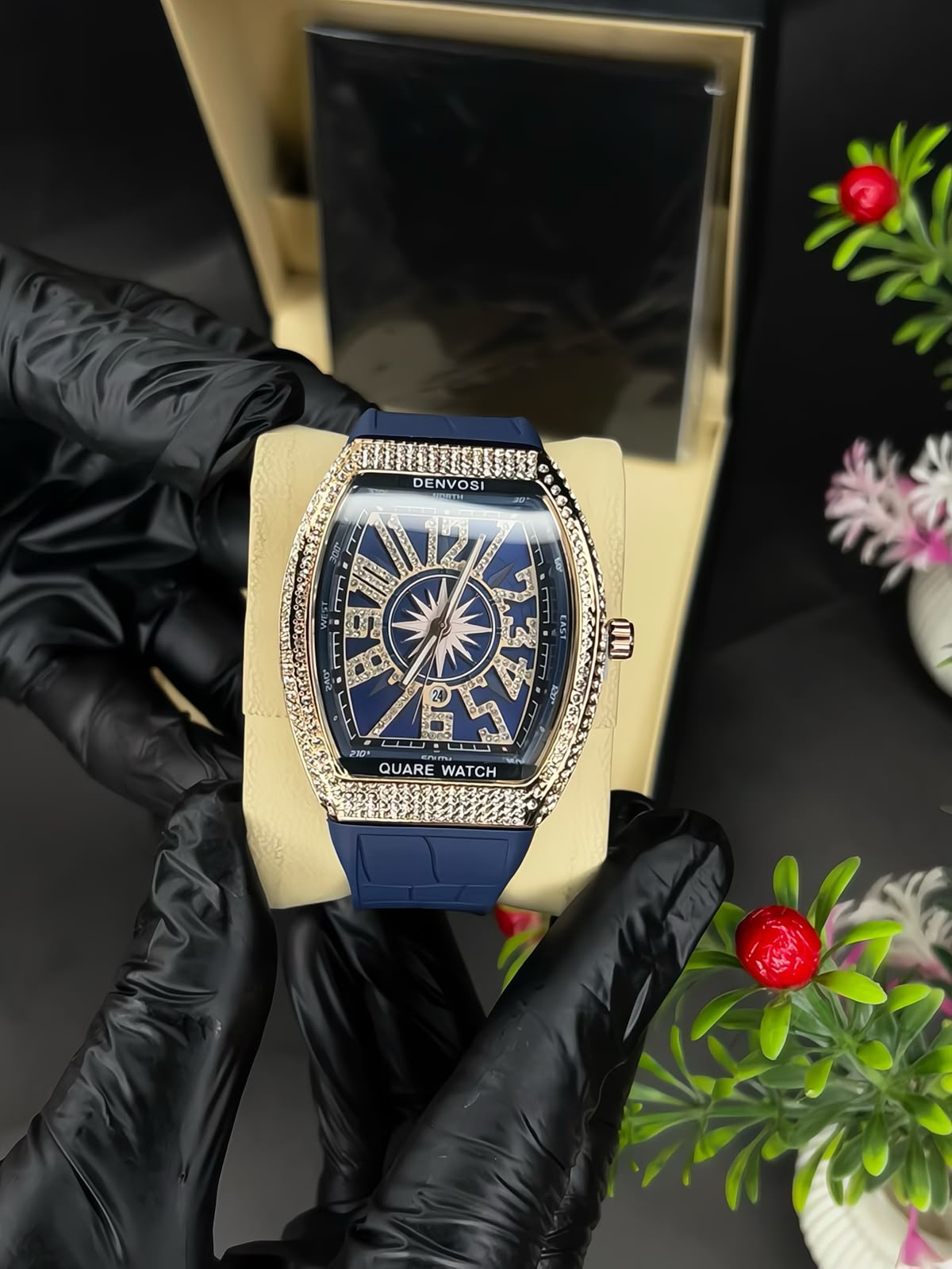 Denvosi Luxury Diamond Studded Strap Men’s Watch Elegant Durable Stylish Premium Choice For Parties Daily Wear And Special Occasions