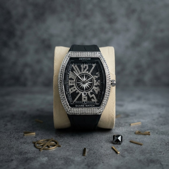 Denvosi Luxury Diamond Studded Strap Men’s Watch Elegant Durable Stylish Premium Choice For Parties Daily Wear And Special Occasions
