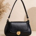 Classic Flap Shoulder Purse for Women – Premium Leather Look Handbag Black