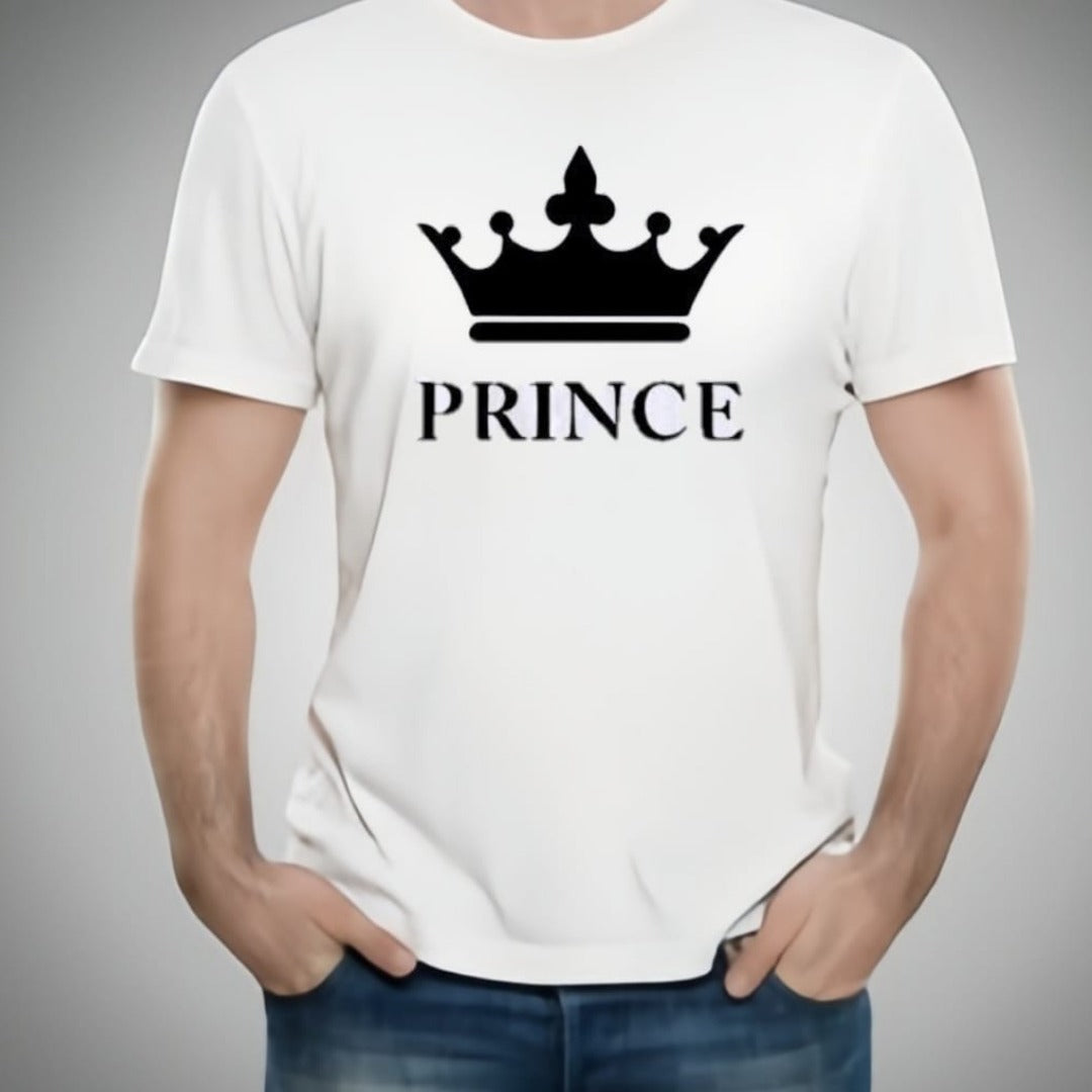 Stylish White T-Shirt with Cute Design – Best Quality T-Shirts For Boys | T-Shirt For Men | Printed T-Shirts - Prince T-Shirts  | Prince Design T-Shirt - Large