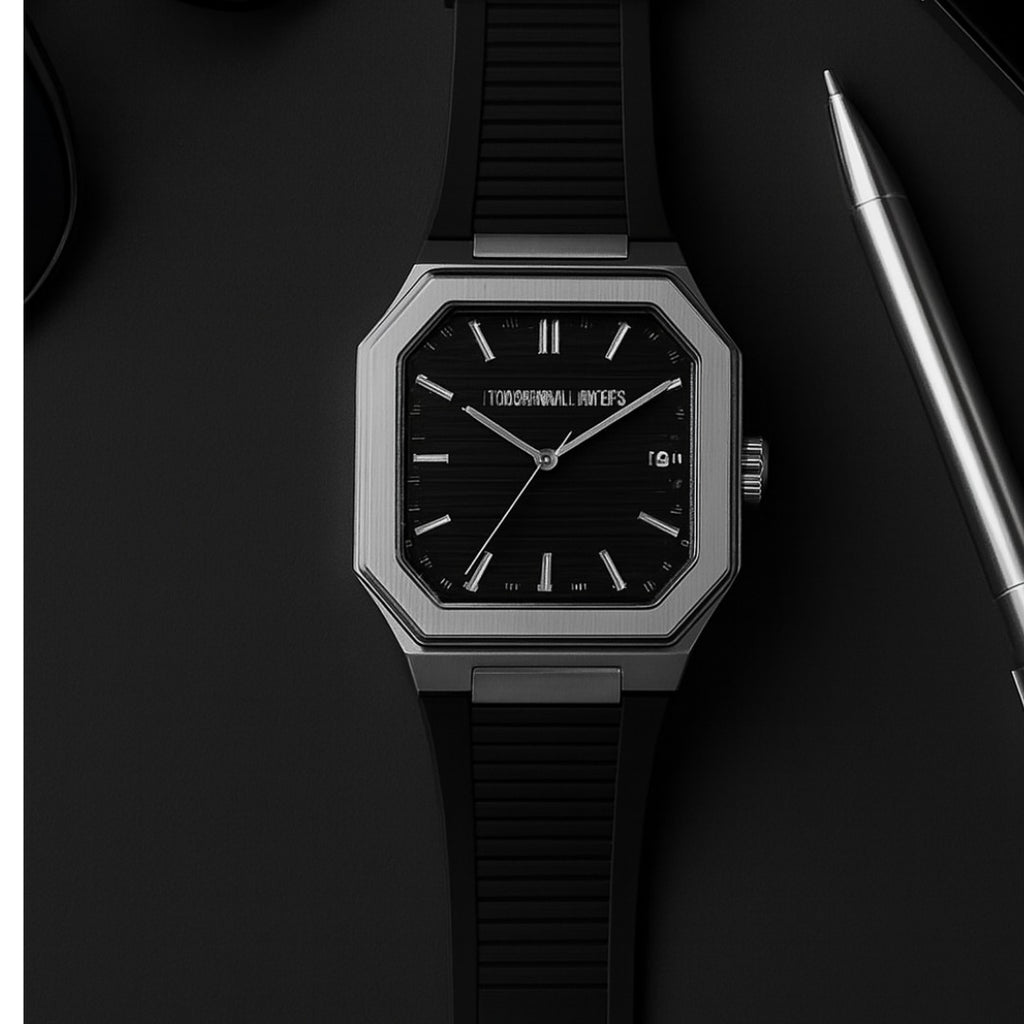 Universal Point UP 1988 – Square Dial Leather Strap Watch | Stainless Steel Case | Water Resistant 3 ATM (With Box)